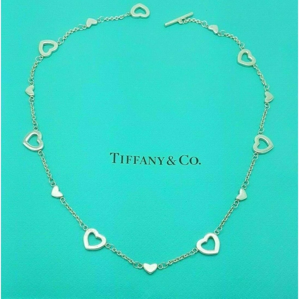 Tiffany & Co. Multi Hearts Silver Toggle Necklace